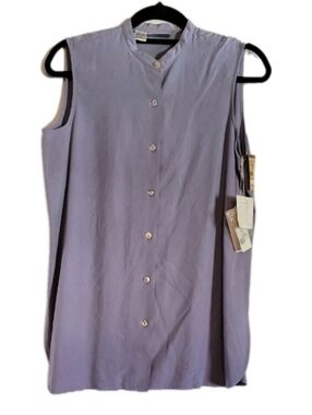 VTG 90's Rafaella 100% Washable Silk Sleeveless Blouse Top Lavender NOS NWT